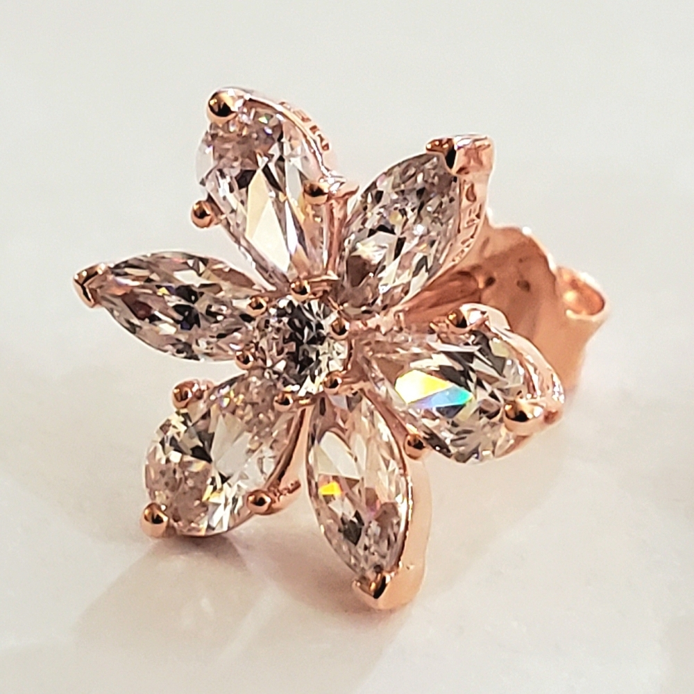 Authentic NEW Pandora Sparkling Herbarium Cluster Stud Earrings 14KRG CZ - Picture 8 of 9